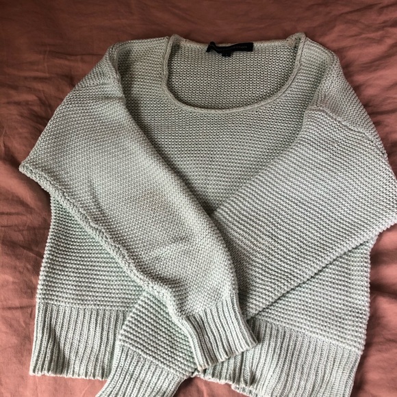 SOLD Cropped French Connection Mint Sweater - Picture 3 of 4